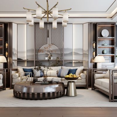 新中式客厅，沙发组合