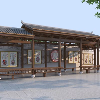 中式仿古长廊_仿古文化廊架_木长廊