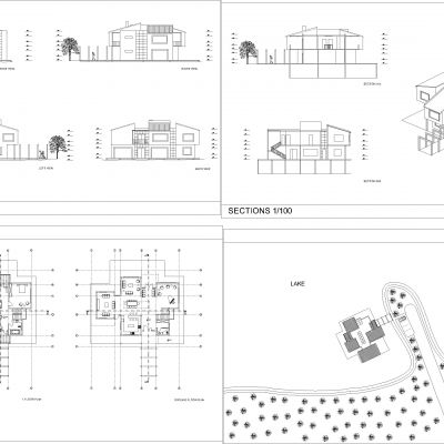 湖边小屋建筑项目自由图纸