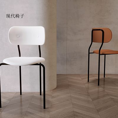 意式铁艺椅子 现代网红休闲椅 餐椅 北欧轻奢靠背椅3D模型