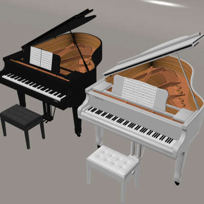 现代烤漆三角钢琴 雅马哈YAMAHA钢琴 黑色白色钢琴 琴凳