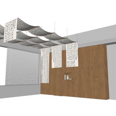 新中式帷幔吊顶 纱幔 书法帷幔 茶室书房吊顶 美陈艺术 沉浸空间 国潮风