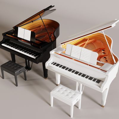 现代烤漆三角钢琴 雅马哈YAMAHA钢琴 黑色白色钢琴 琴凳