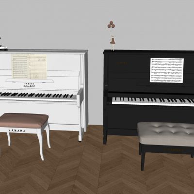 现代烤漆钢琴 雅马哈YAMAHA钢琴 黑色白色钢琴 琴凳