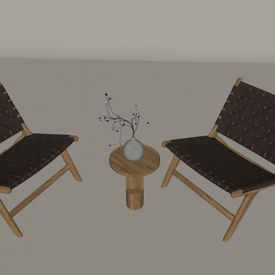 北欧实木马鞍皮椅 中古风躺椅沙发椅 马鞍皮藤编椅 麻绳绳编休闲椅 折叠椅