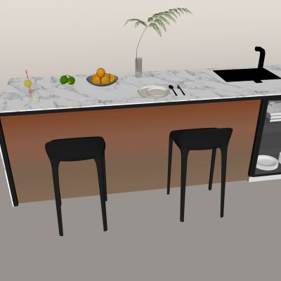 现代岛台餐桌椅 岛台洗手台 置物柜 餐桌椅 吧椅吧凳