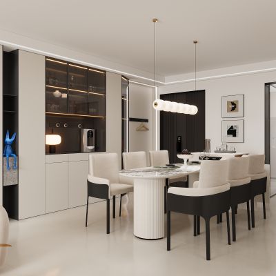 现代餐厅 餐边柜 餐桌椅 酒柜  餐桌