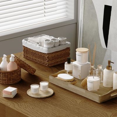 洗浴洗护卫浴用品 香薰毛巾浴巾 藤编筐 收纳置物篮 储物托盘 化妆品护肤品