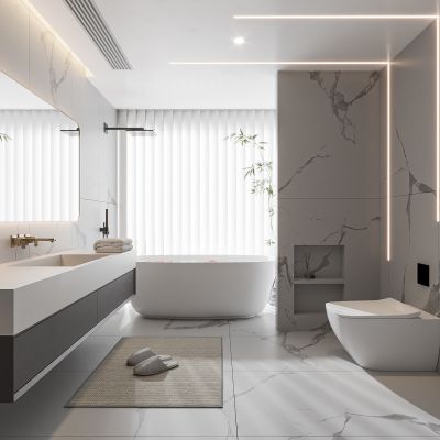 现代卫生间 浴室柜 洗脸盆 镜柜 马桶