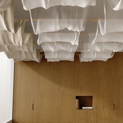 中式帷幔吊顶 纱幔 茶室瑜伽室吊顶 美陈艺术 垂挂纱 沉浸空间