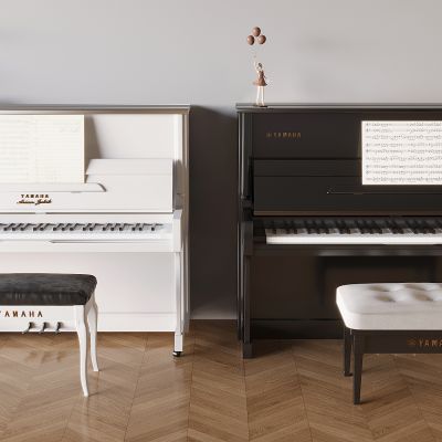现代烤漆钢琴 雅马哈YAMAHA钢琴 黑色白色钢琴 琴凳