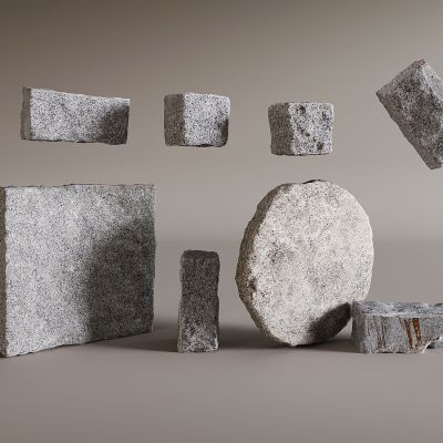  现代石头 景观石 岩石 石块 方形石 圆形石 花岗岩小料石