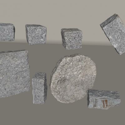  现代石头 景观石 岩石 石块 方形石 圆形石 花岗岩小料石