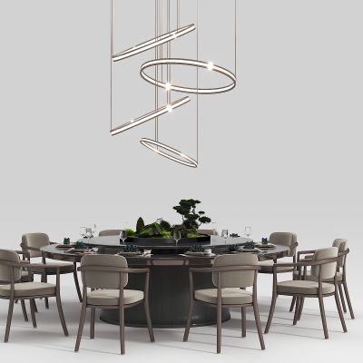 新中式圆餐桌椅组合