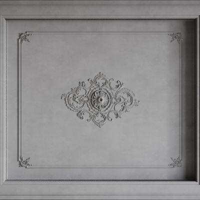 法式天花吊顶 法式灯盘 法式雕花线条