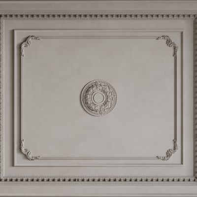 法式天花吊顶 法式灯盘 法式雕花线条