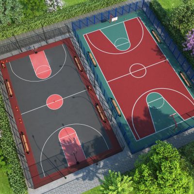 现代篮球场组合