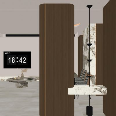 意式 轻奢风 小洞天 悬浮顶 宝塔灯 入户隔断 玄关