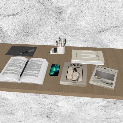 书本书籍 办公用品 笔筒订书机 苹果手机