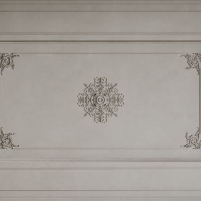 法式天花吊顶 法式灯盘 法式雕花线条