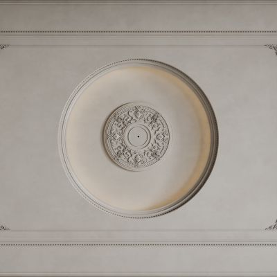 法式天花吊顶 法式灯盘 法式雕花线条