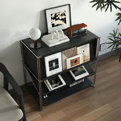  现代简约黑色储物柜 边柜中古风客餐厅3D模型