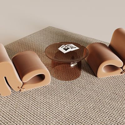 轻奢水波纹沙发椅 异形接待室沙发 商务洽谈桌椅 圆几圆桌 意式弧形沙发