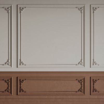 法式背景墙 法式护墙板 法式雕花线条3D模型