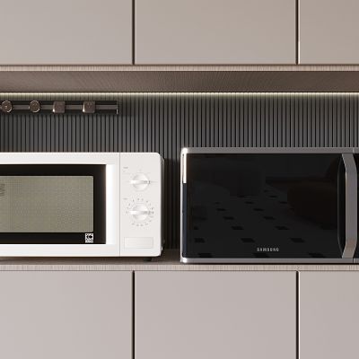 现代微波炉 电烤箱 可移动轨道插座 酒柜餐边柜储物柜