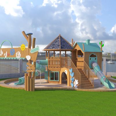 现代幼儿园户外大型滑梯