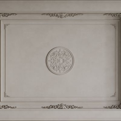 法式天花吊顶 法式灯盘 法式雕花线条
