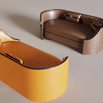 现代轻奢卡座沙发 皮质卡座沙发 休闲沙发