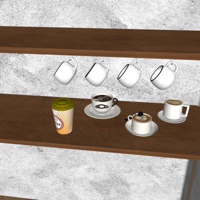 现代咖啡 拉花咖啡 咖啡杯 杯子杯具 饮品饮料 杯子置物架