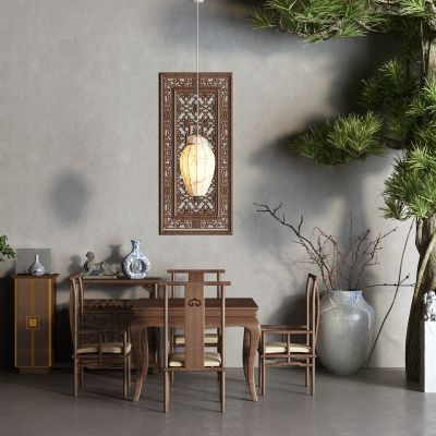 中式餐桌 餐边柜 雕花