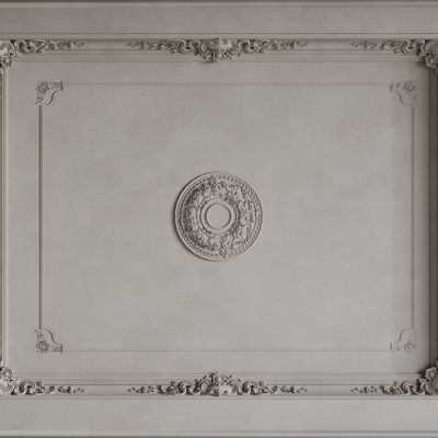 法式天花吊顶 法式灯盘 法式雕花线条