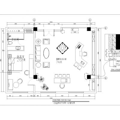 老板办公室CAD平面图