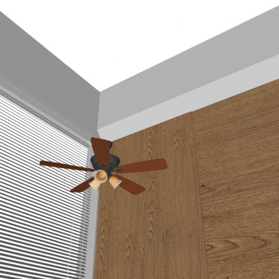 侘寂中古风风扇灯 风扇吊灯 餐厅吊扇灯SU模型