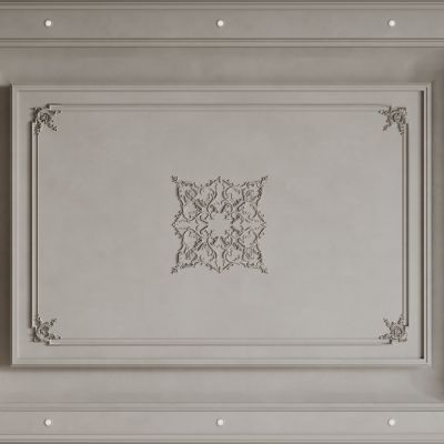 法式天花吊顶 法式灯盘 法式雕花线条