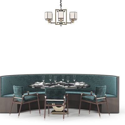 新中式卡座餐桌椅组合