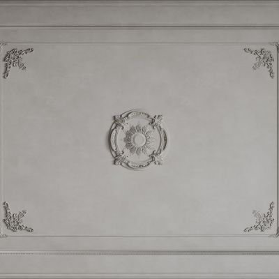 法式天花吊顶 法式灯盘 法式雕花线条