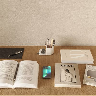 书本书籍 办公用品 笔筒订书机 苹果手机