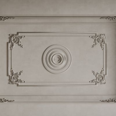 法式天花吊顶 法式灯盘 法式雕花线条