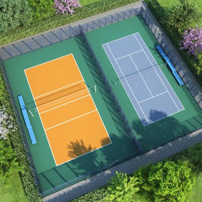 现代排球网球场组合
