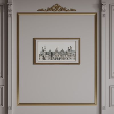 法式背景墙 法式护墙板 法式雕花线条3D模型