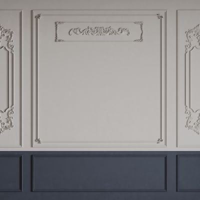 法式背景墙 法式护墙板 法式雕花线条3D模型