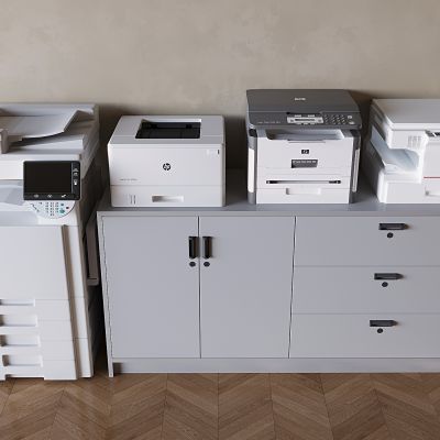 现代打印机组合 复印机 扫描仪 传真机 文件柜 储物柜