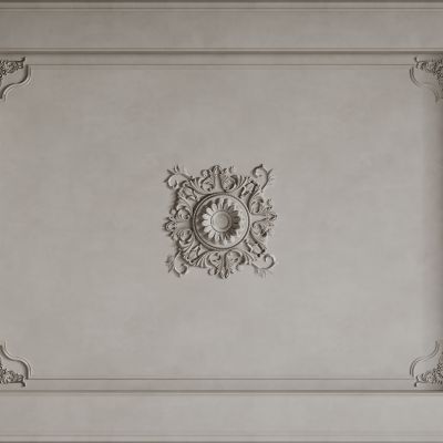 法式天花吊顶 法式灯盘 法式雕花线条