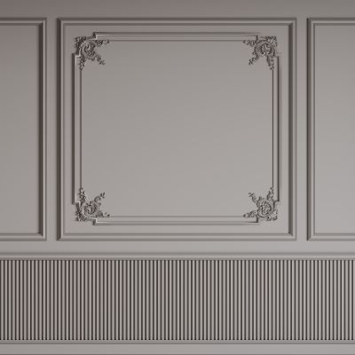 法式背景墙 法式护墙板 法式雕花线条3D模型