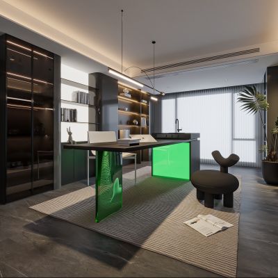 现代家居书房 书桌组合 书柜组合 饰品