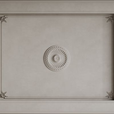法式天花吊顶 法式灯盘 法式雕花线条
